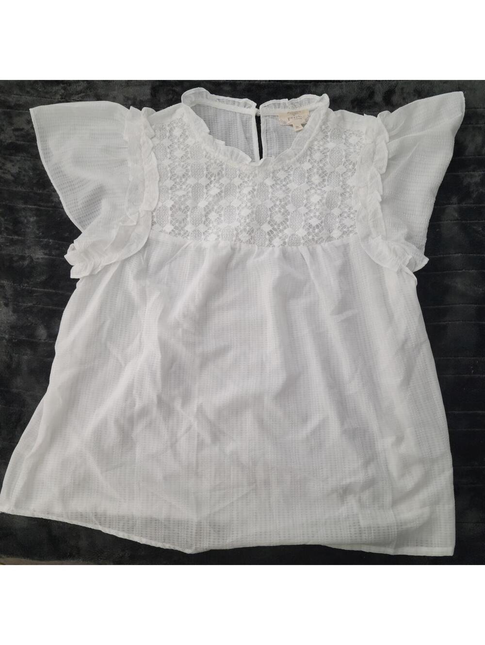 Perch by Blu Pepper 3XL White Lace Ruffle Flutter Sleeve Blouse